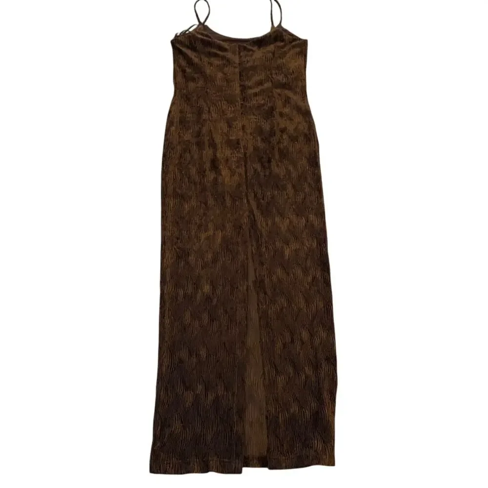 Scott McClintock Womens NEW Slip Dress  12 Chiffon Chocolate Brown Maxi Bodycon - Picture 13 of 16